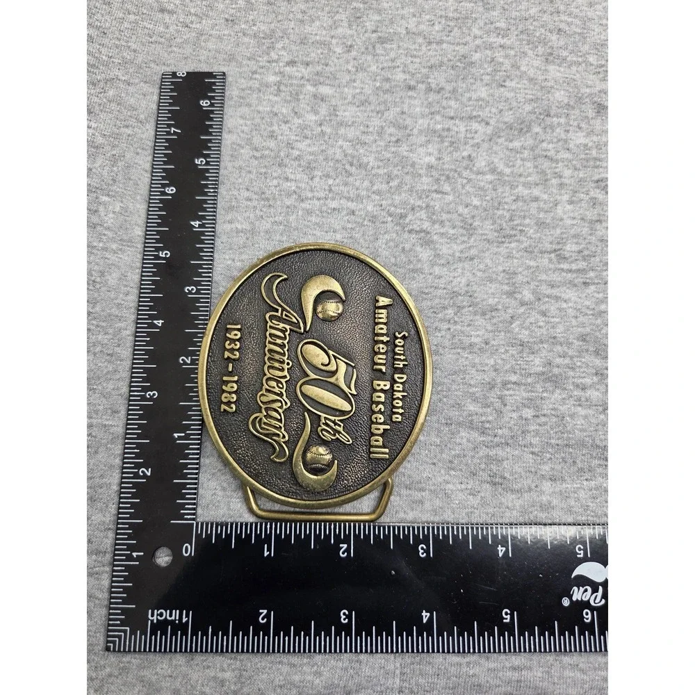 South Dakota Amateur Baseball League 50th Anniversary Solid Brass Belt Buckle